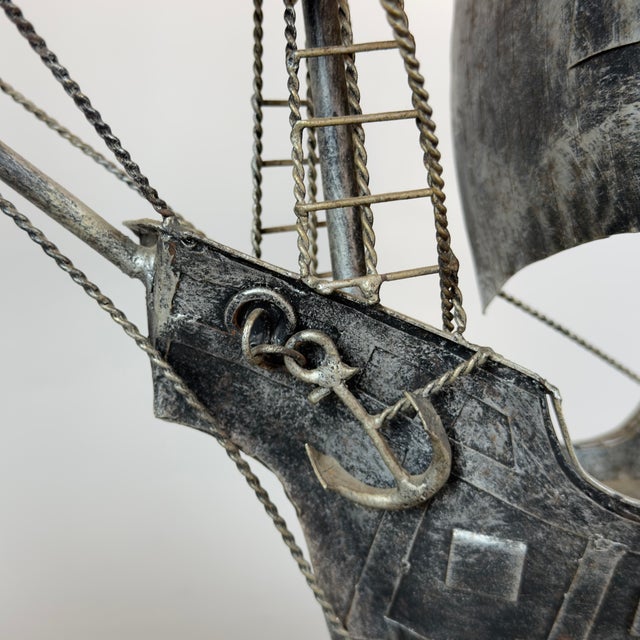 Large Sailing Ship Lamp Sculpture in Wrought Iron, 1950 For Sale - Image 17 of 18