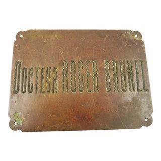 Vintage French Bronze Sign for Doctors Office -Docteur Wall Decor Mid-Century Design For Sale