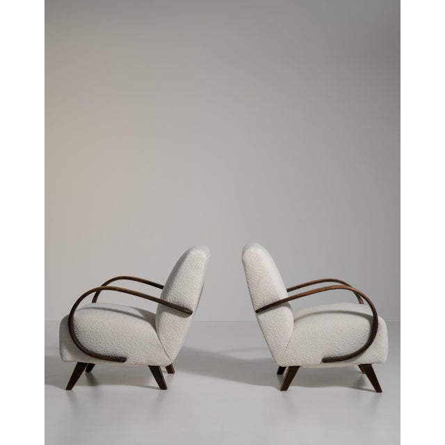 Mid 20th Century Jindřich Halabala Cream Wood Pair of Club Chairs For Sale In Greensboro - Image 6 of 12
