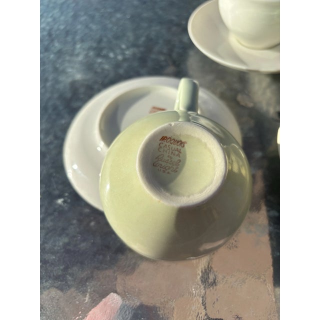 Russel Wright 1940s Russel Wright White, Yellow & Light Green Cup & Saucer Set- 6 Pieces For Sale - Image 4 of 4