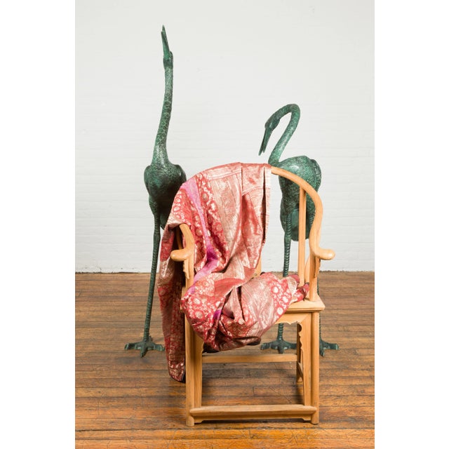 Contemporary Verdigris Bronze Crane Sculptures Tubed as Fountains - A Pair For Sale In New York - Image 6 of 12