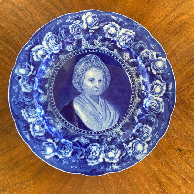 Late 19th Century Martha Washington Flow Blue Plate From an Original Miniature by Robertson - England For Sale - Image 5 of 8