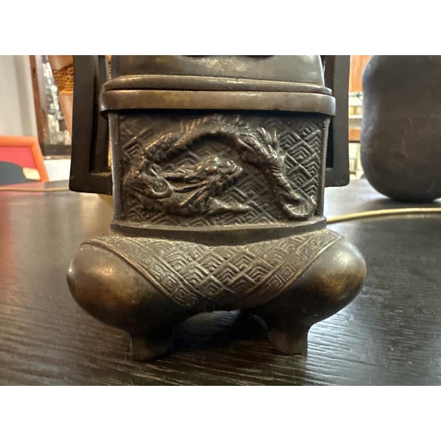 Chinese Bronze Perfume Burner with Dog and Dragon For Sale - Image 3 of 8