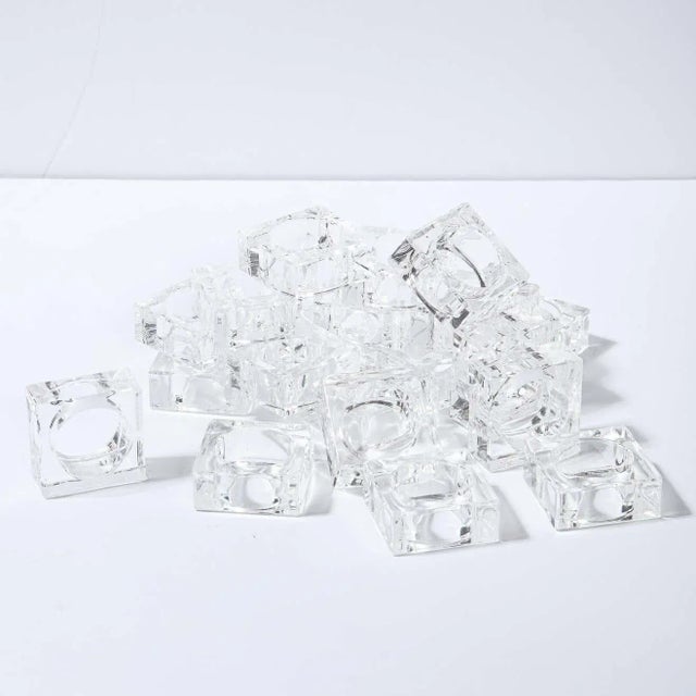 Mid-Century Modern Square Translucent Lucite Napkin Holders - Set of 18 For Sale - Image 9 of 12
