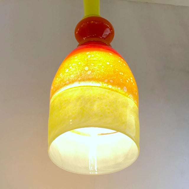 Metal Contemporary Bespoke Italian Organic Yellow Orange Murano Glass Pendant Light For Sale - Image 7 of 10