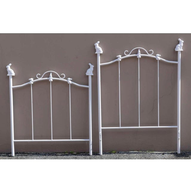 Pair of White Gloss Corsican Twin Beds With Bunny Finials For Sale - Image 4 of 8