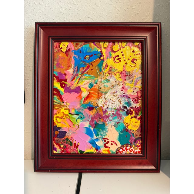 Orange Serg Graff "Fabric of Joy" Abstract Painting Acrylic on Canvas Framed Art, Coa For Sale - Image 8 of 11
