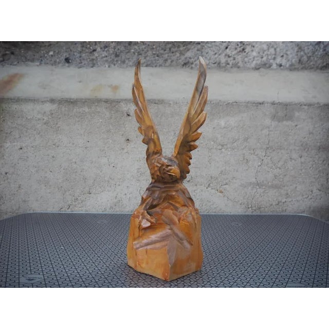 Vintage Eagle Statue in Wood, 1970s For Sale - Image 9 of 14