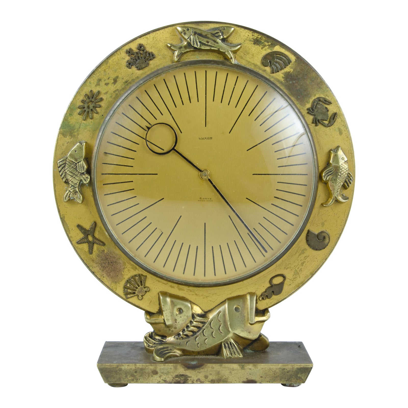 Mid-20th Century Modern Luxor Swiss 8-Day Movement Bronze Table