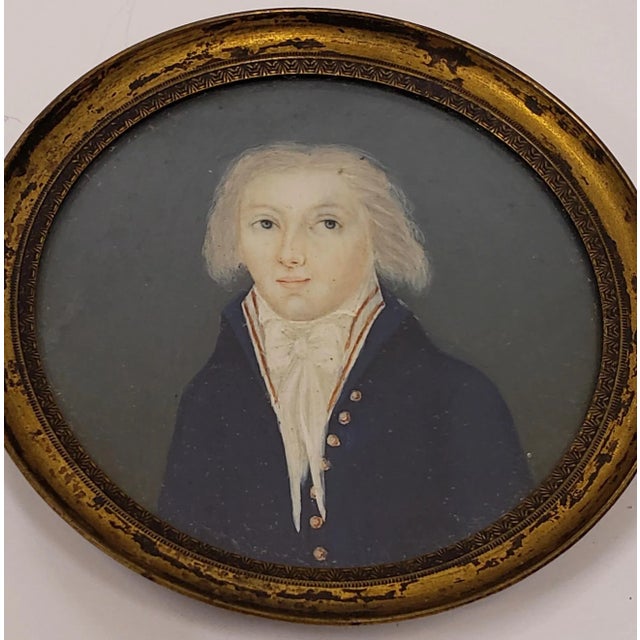 Mid 19th Century Portrait Miniature of a Young Man with White Hair Small but mighty portrait miniature. The sitter is a...