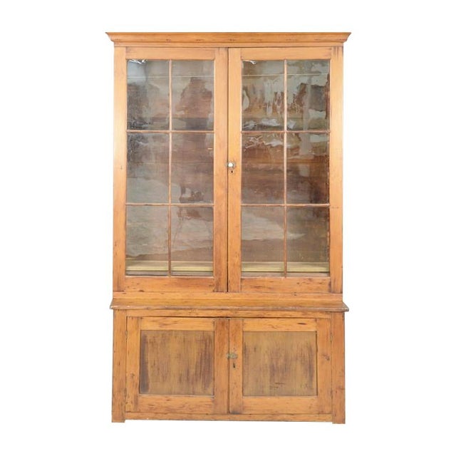 Antique Primitive Pine With Leaded Glass Doors Chairish