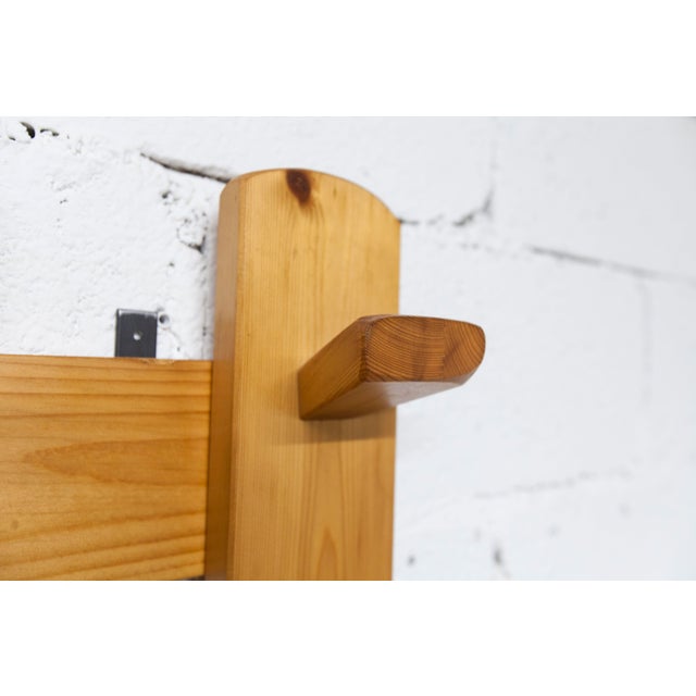 Vintage Wall-Mounted Coat Rack in Pine with Mirror, 1970 For Sale - Image 11 of 17