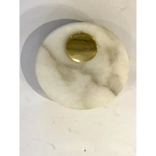 Mid 20th Century Single Italian Circular Carrara Marble Wall Sconce For Sale - Image 4 of 9