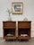 Pair of refurbished vintage walnut nightstands featuring clean mid-century lines, a single drawer for storage, and an open...