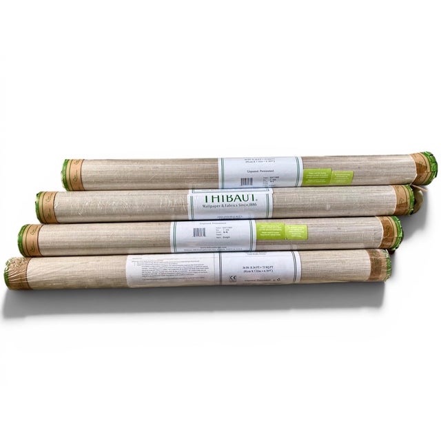 Thibaut Thibaut T3669 Windward Sisal Grasscloth Wallpaper in Off White - Set of 4 Double Rolls For Sale - Image 4 of 17