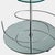 This serving cart features a central chromed metal upright supporting two circular surfaces at different heights: the...