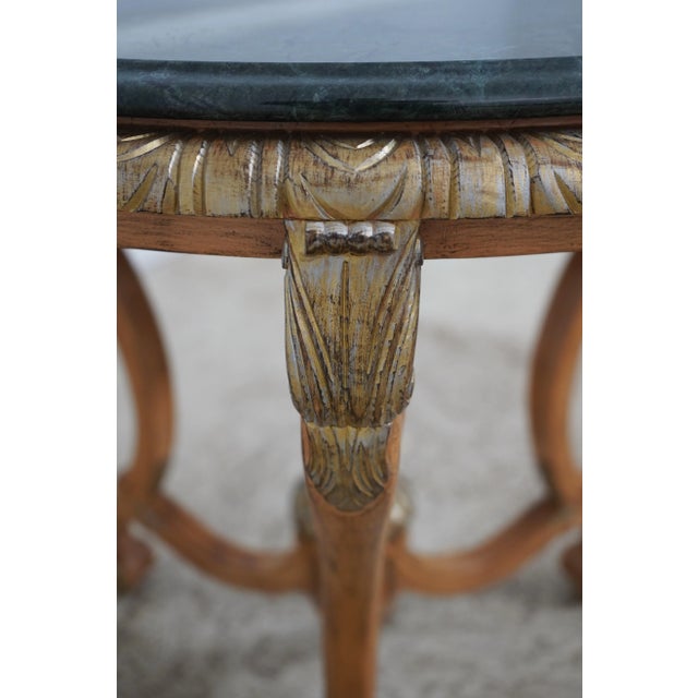 Stone Italian Style Green Marble Top Round Lamp Table For Sale - Image 7 of 12
