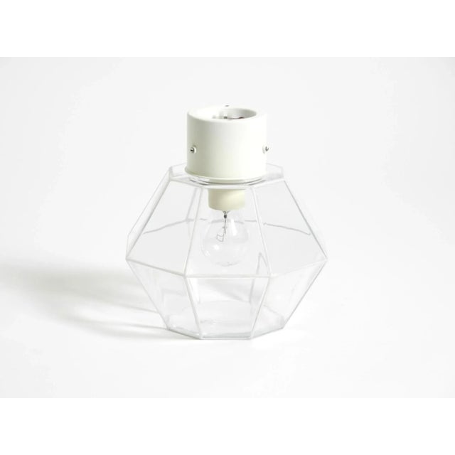 White Vintage Glass Ceiling Lamp in Octagon Shape from Glashütte Limburg, 1970s For Sale - Image 8 of 17
