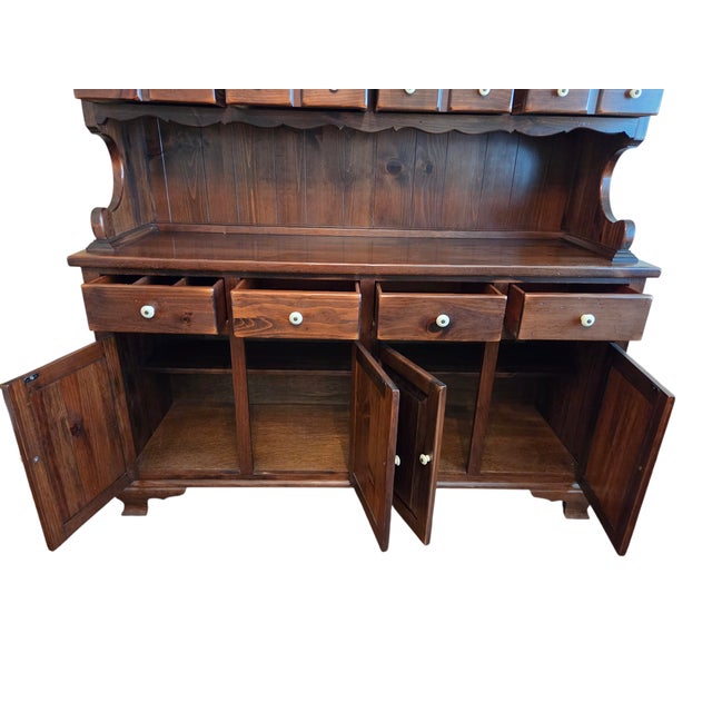 Ethan Allen Old Tavern Pine Apothecary Cabinet Hutch Display Breakfront Shelf For Sale - Image 11 of 17