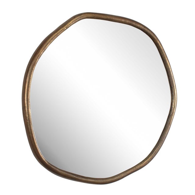 The Ambrose Indoor-Outdoor Round Mirror Breaks The Mold With Its Free-form, Abstract Shape, Made Of Cast Aluminum In An...