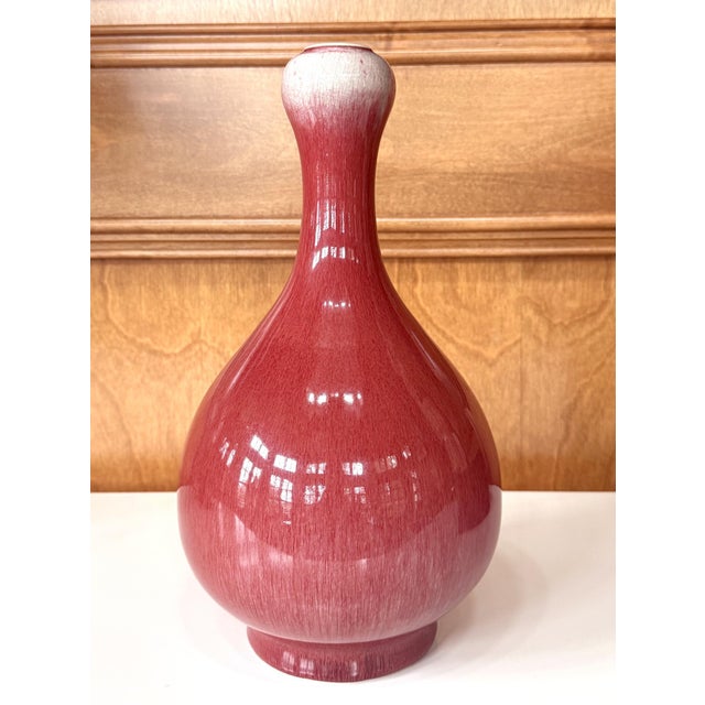 Tall Antique Chinese Langyao Red Porcelain Vase Qing Qianlong Mark For Sale - Image 15 of 18
