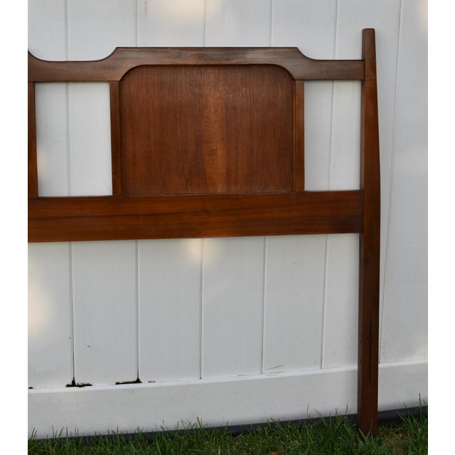 Vintage Mid Century Modern Full Walnut Headboard Arched Sculpted MCM 1960s For Sale - Image 4 of 14