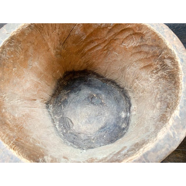 Wood Antique Hand-Carved Hornbeam Vessel For Sale - Image 7 of 13