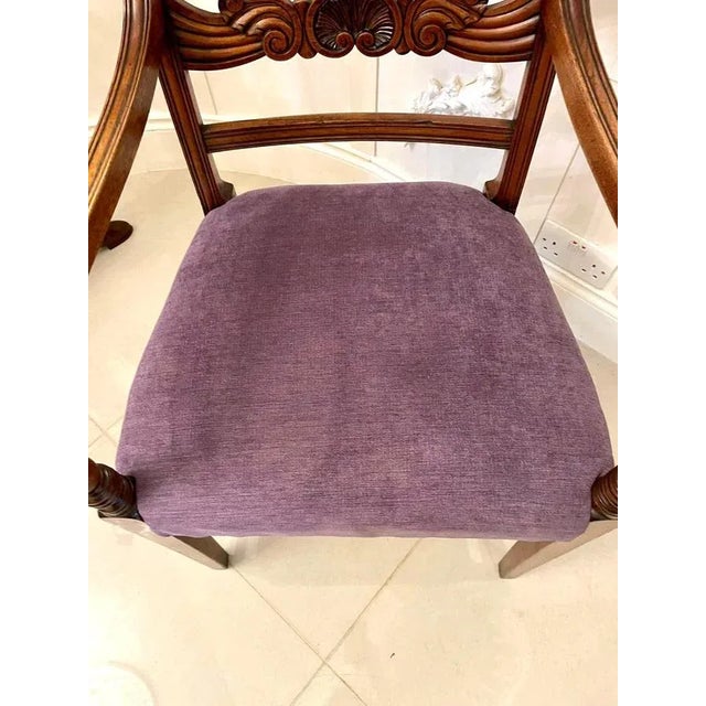 Antique Regency quality mahogany desk chair having a quality attractive gadroon and shell carved cresting rail above a...