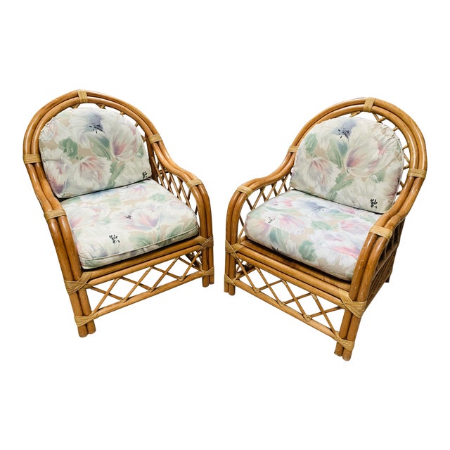 Bamboo Rattan Chairs a Pair Chairish