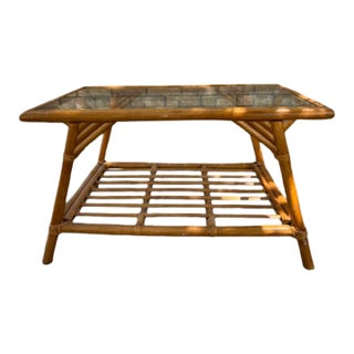 Vintage 1950s Rattan Coffee Table For Sale