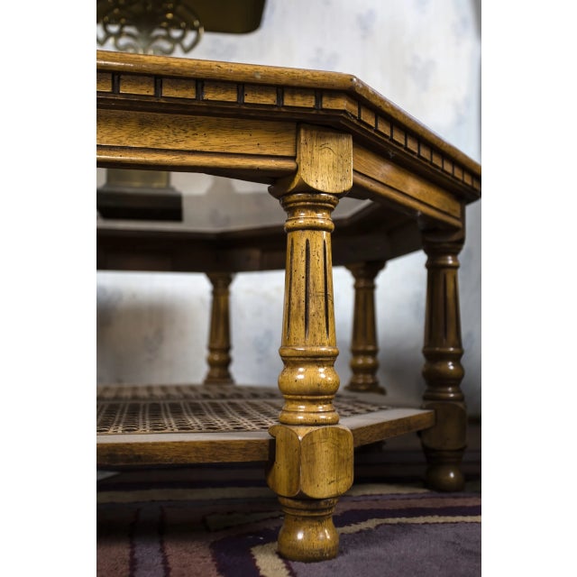 Octagonal Coffee Table in Oak with Glass Top For Sale - Image 4 of 7