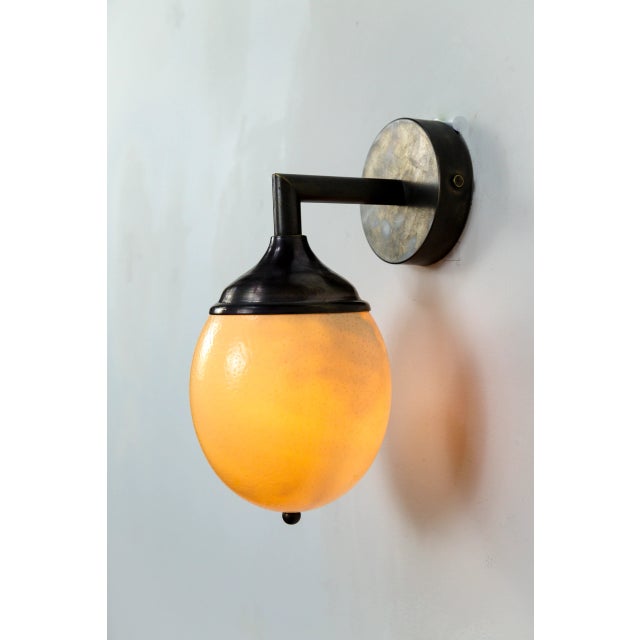 Antique White Ostrich Egg Cast Brass Arm Sconce For Sale - Image 8 of 11