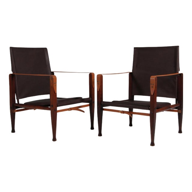 Set of Vintage Safari Chairs by Kaare Klint for Rud Rasmussen, 1960s For Sale