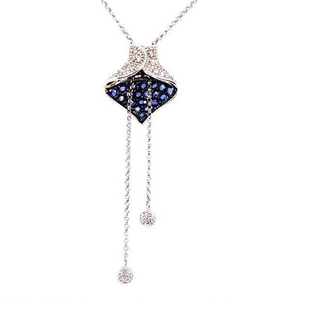 Diamond Sapphire Necklace 1.30 TCW Women Certified For Sale - Image 4 of 9