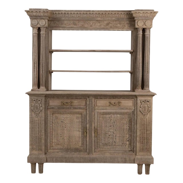 1910s Belgian Renaissance Revival Oak Cupboard With Carved Columns For Sale