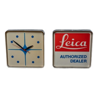 Vintage Leica Cameras Lighted Dealer Advertising Clock For Sale