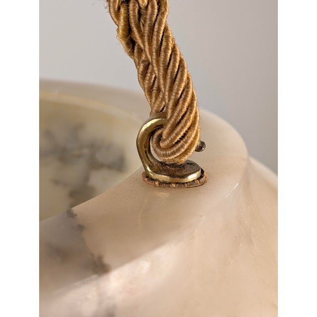 Black Art Deco Carved Alabaster Pendant Lamp in Black Veining, 1920s For Sale - Image 8 of 11