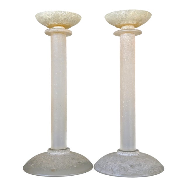 Karl Springer Scavo Glass Candle Holders Vintage 80's For Sale