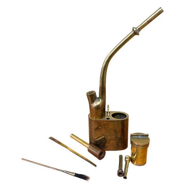 Metal Chinese Brass Water Pipe, 20th Century For Sale - Image 7 of 9