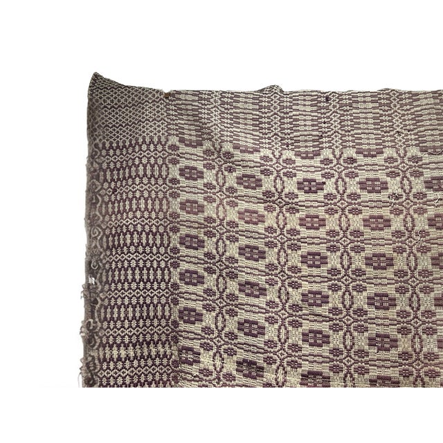 Textile 1920s Unusual Blue & Purple Coverlet For Sale - Image 7 of 7