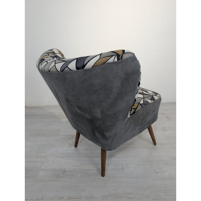 Gray Vintage Cocktail Chair in Fabric For Sale - Image 8 of 15