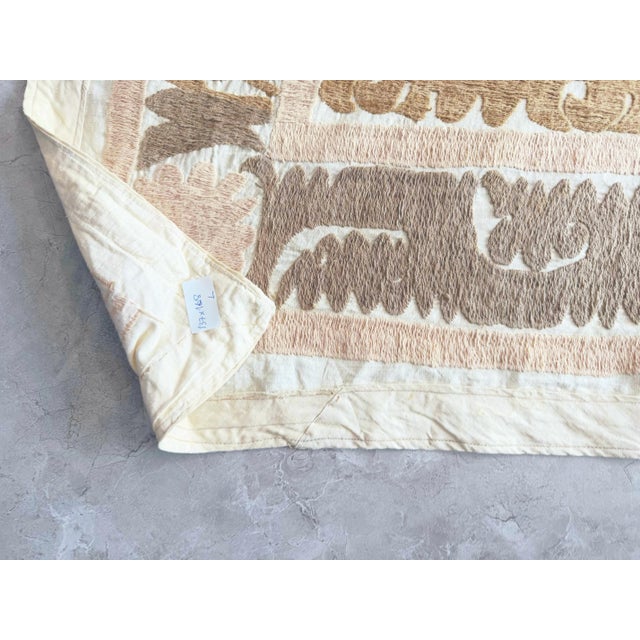 Orange Vintage Hand-Embroidered Terracotta Suzani From Uzbek For Sale - Image 8 of 8