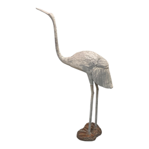 Vintage Cast Iron Crane Garden Statue