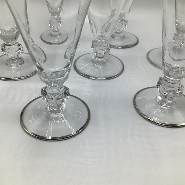 Vintage Bryce 934-1 Platinum Band Water Goblets-Set of 8 For Sale - Image 12 of 12