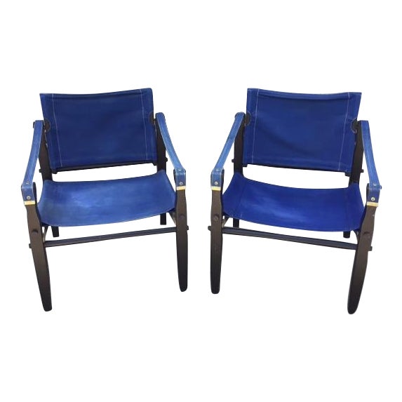 1960s Blue Safari Folding Chairs by Gold Medal Folding Furniture