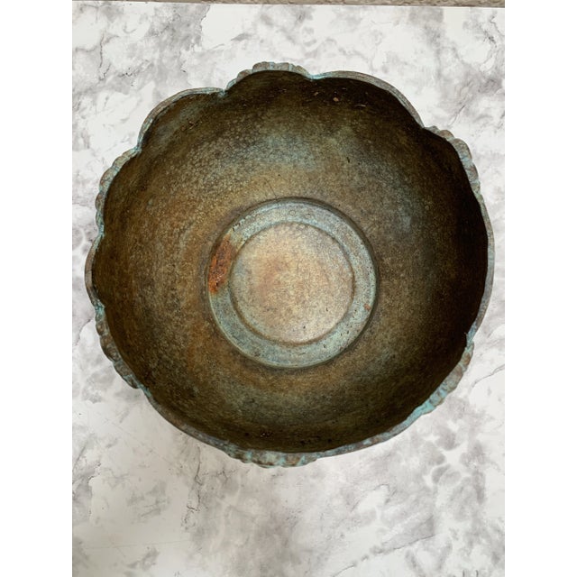 Vintage Curvy Aged Brass Decor Bowl or Plant Vessel For Sale In Sacramento - Image 6 of 9