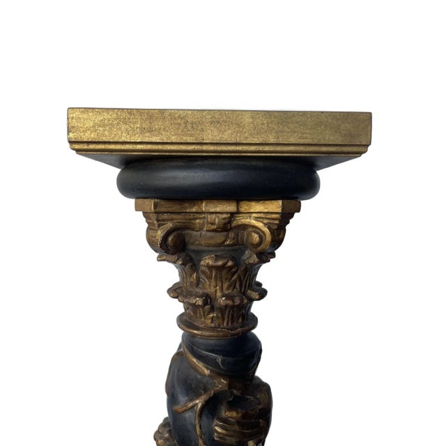 Single Traditional Spanish Architectural Solomonic pedestal, made in the 18th Century. It is carved with Corinthian...