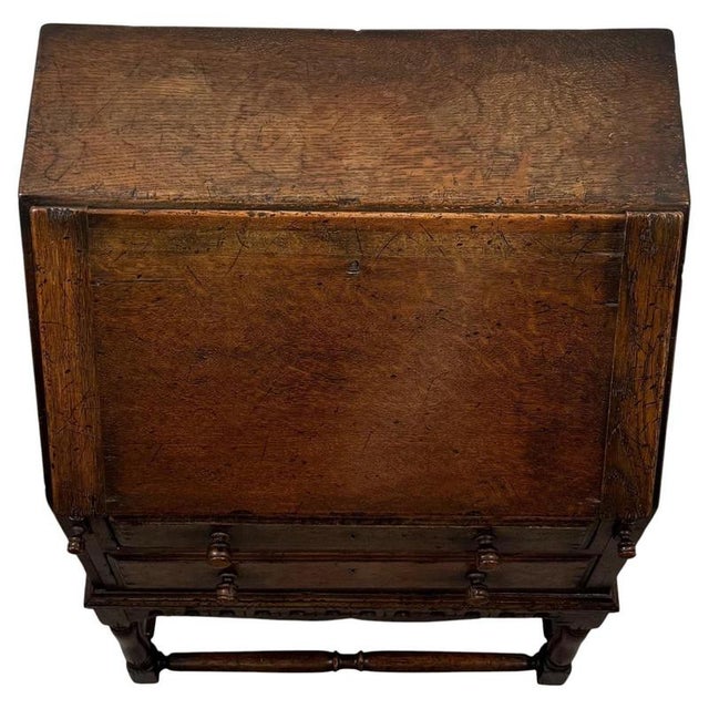 Wood Vintage Writing Bureau in Oak For Sale - Image 7 of 14