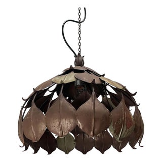 Mid-Century Modern Hollywood Regency Metal Pendant in the style of Hans Kögl, 1960s For Sale