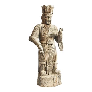 Vintage Vijra Warrior Wood Statue For Sale